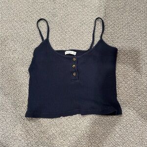 Navy blue ribbed cropped tank